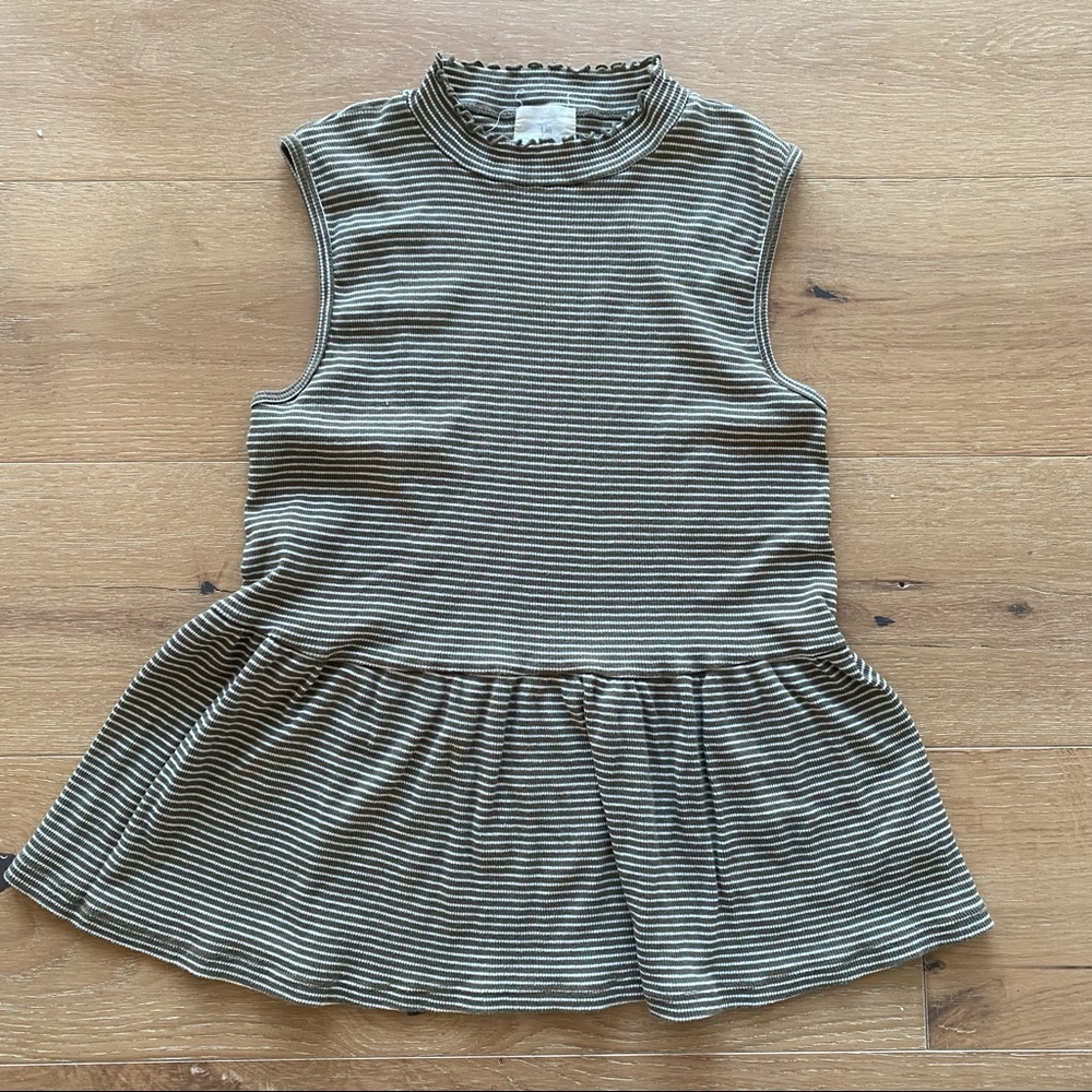 Anthropologie T.LA Olive & White Striped Tank Medium